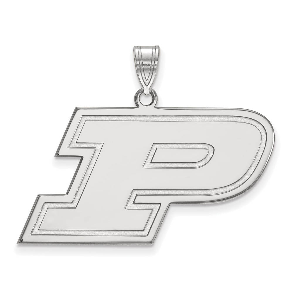 Sterling Silver Purdue Large Initial P Pendant, Item P17944 by The Black Bow Jewelry Co.