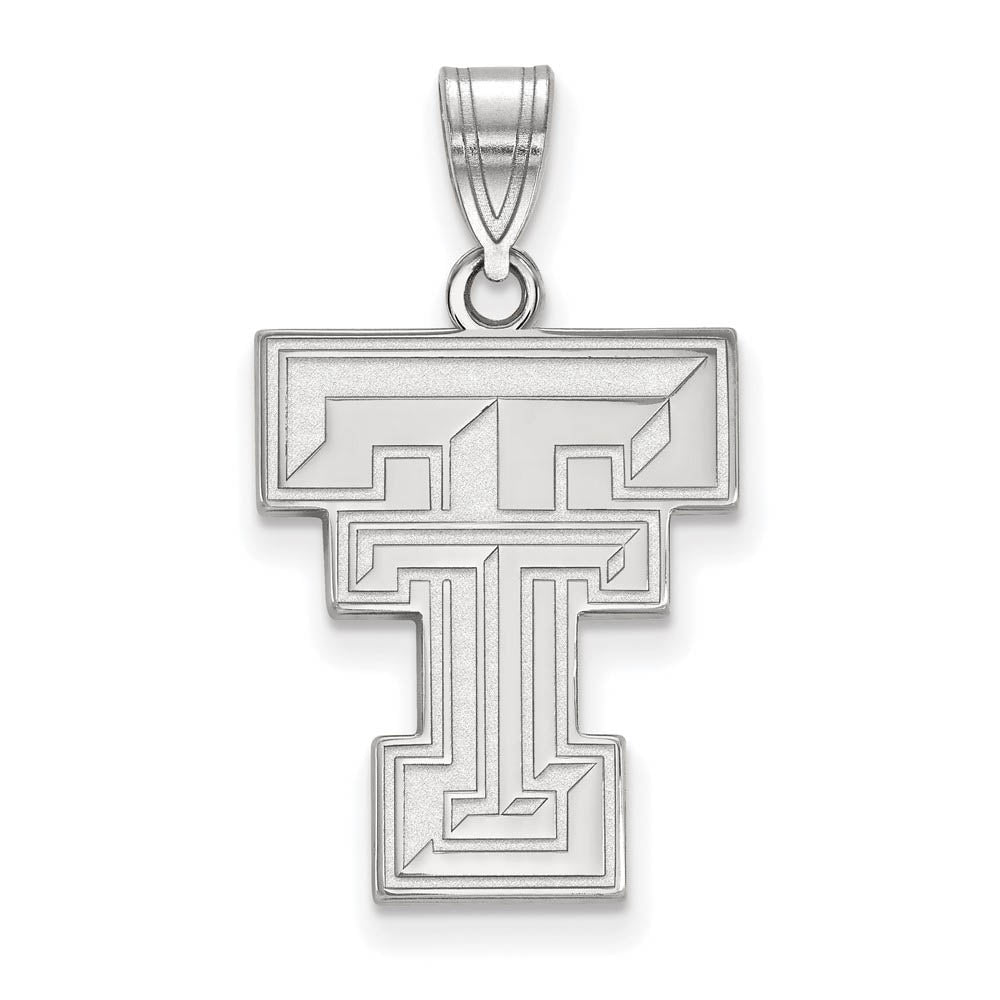 Sterling Silver Texas Tech U. Large 'TT' Pendant, Item P17954 by The Black Bow Jewelry Co.
