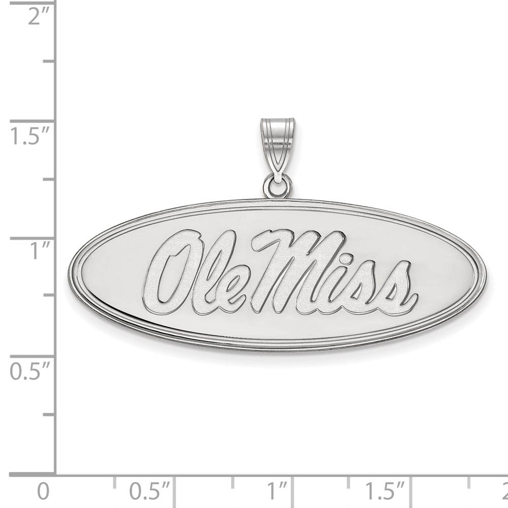 Alternate view of the Sterling Silver U. of Mississippi Large Oval 'Ole Miss' Pendant by The Black Bow Jewelry Co.