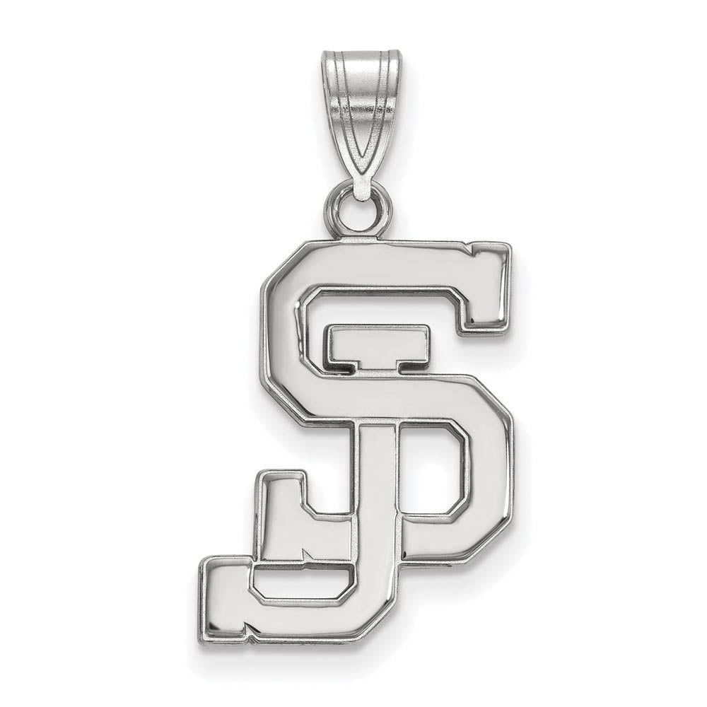 Sterling Silver San Jose State Large Pendant, Item P18024 by The Black Bow Jewelry Co.