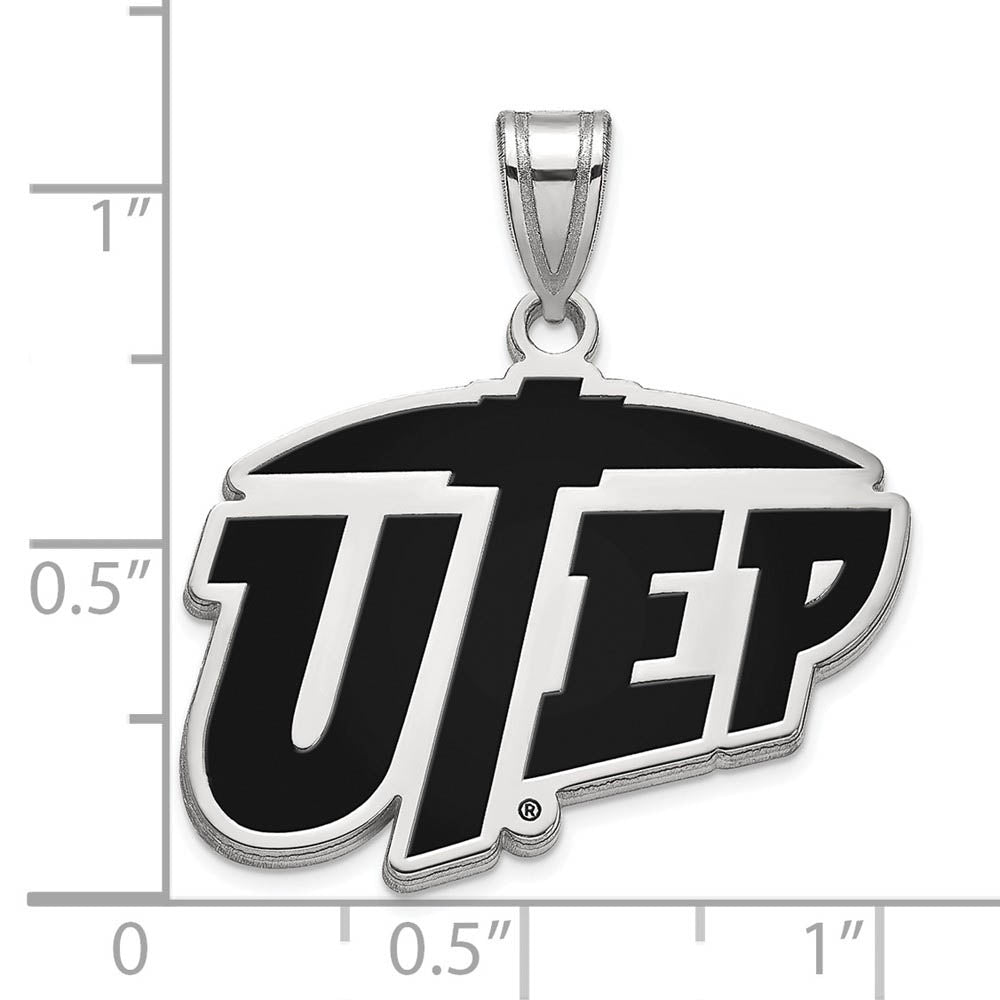 Alternate view of the Sterling Silver U. of Texas at El Paso Large Enamel Logo Pendant by The Black Bow Jewelry Co.