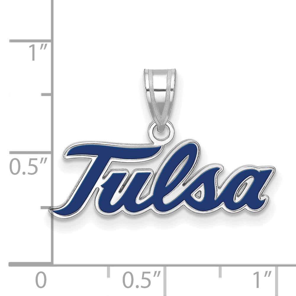 Alternate view of the Sterling Silver The U. of Tulsa Large Enamel Pendant Necklace by The Black Bow Jewelry Co.