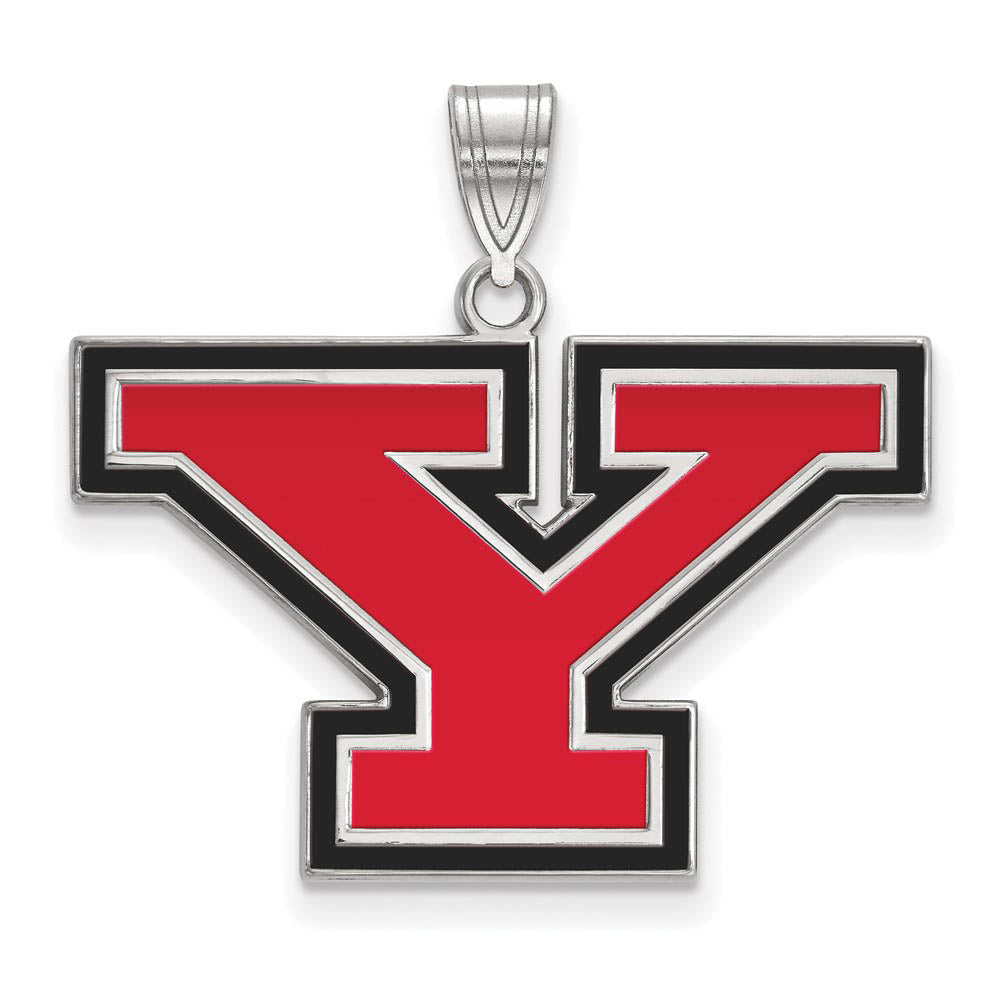 Sterling Silver Youngstown State Large Enamel Pendant, Item P18058 by The Black Bow Jewelry Co.