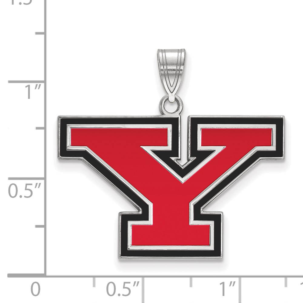 Alternate view of the Sterling Silver Youngstown State Large Enamel Pendant by The Black Bow Jewelry Co.