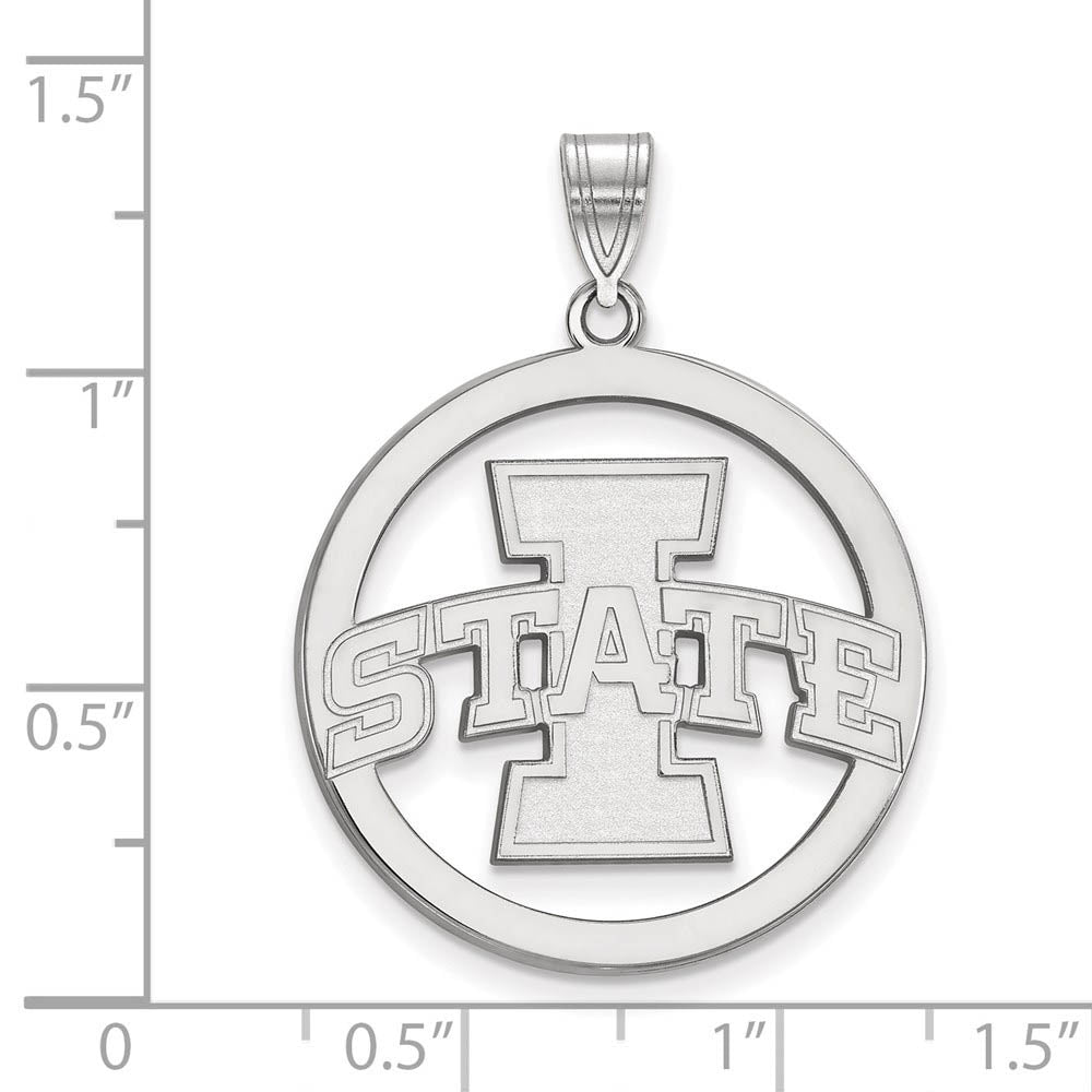 Alternate view of the Sterling Silver Iowa State XL Circle Pendant by The Black Bow Jewelry Co.