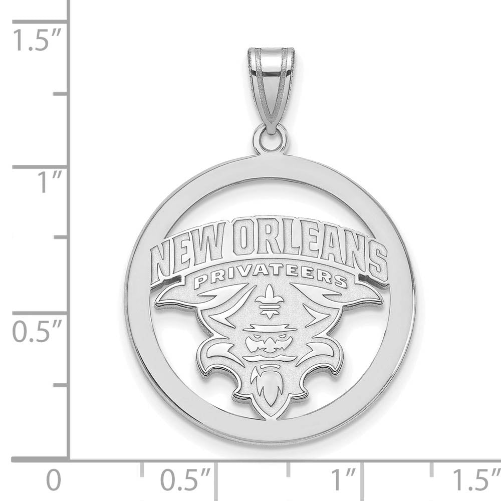 Alternate view of the Sterling Silver U. of New Orleans XL Circle Pendant by The Black Bow Jewelry Co.