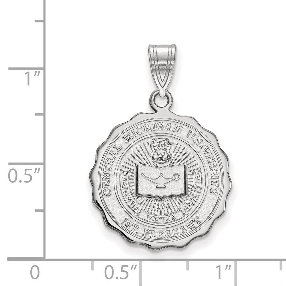 Alternate view of the Sterling Silver Central Michigan U Large Crest Pendant by The Black Bow Jewelry Co.