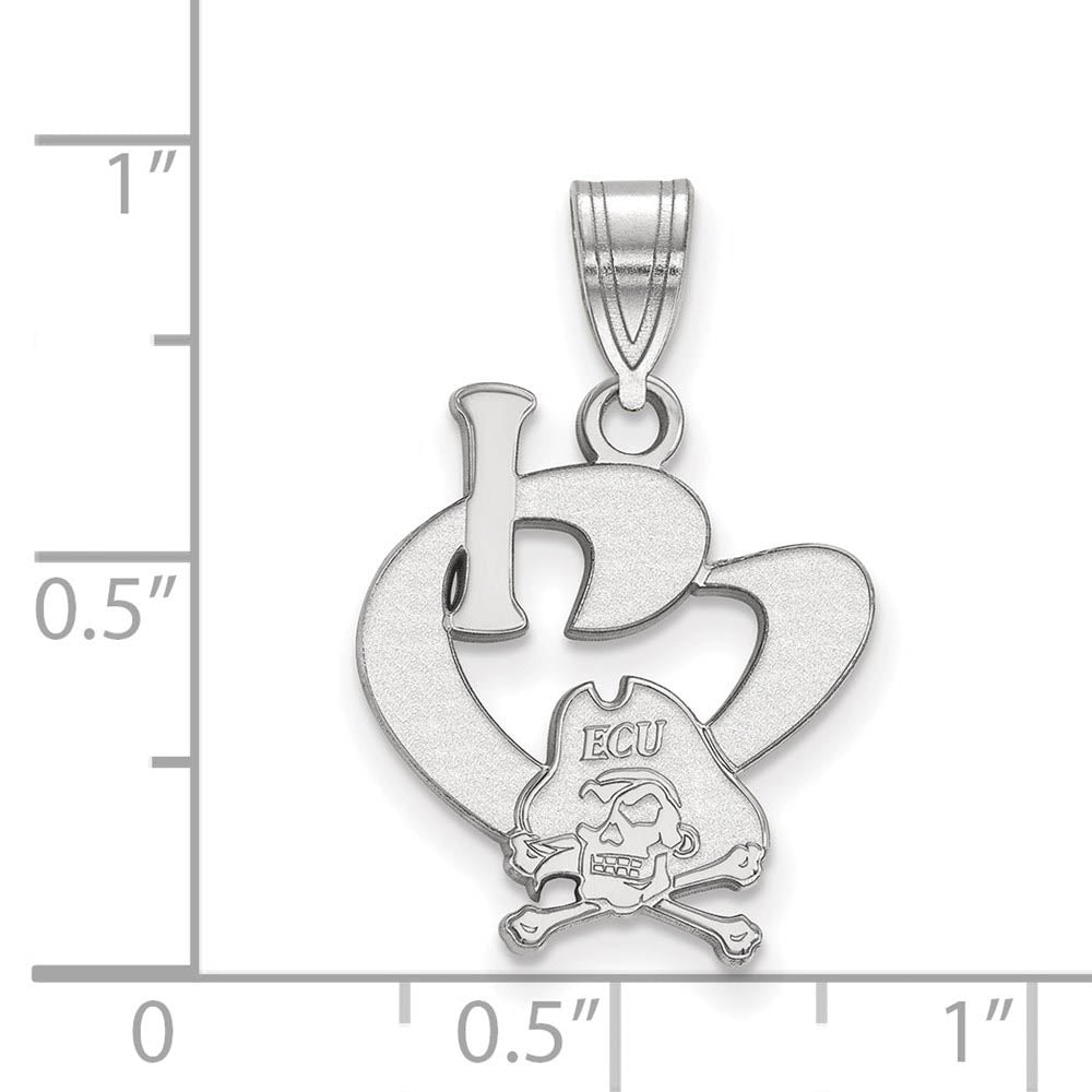 Alternate view of the Sterling Silver East Carolina U Large I Love Logo Pendant by The Black Bow Jewelry Co.