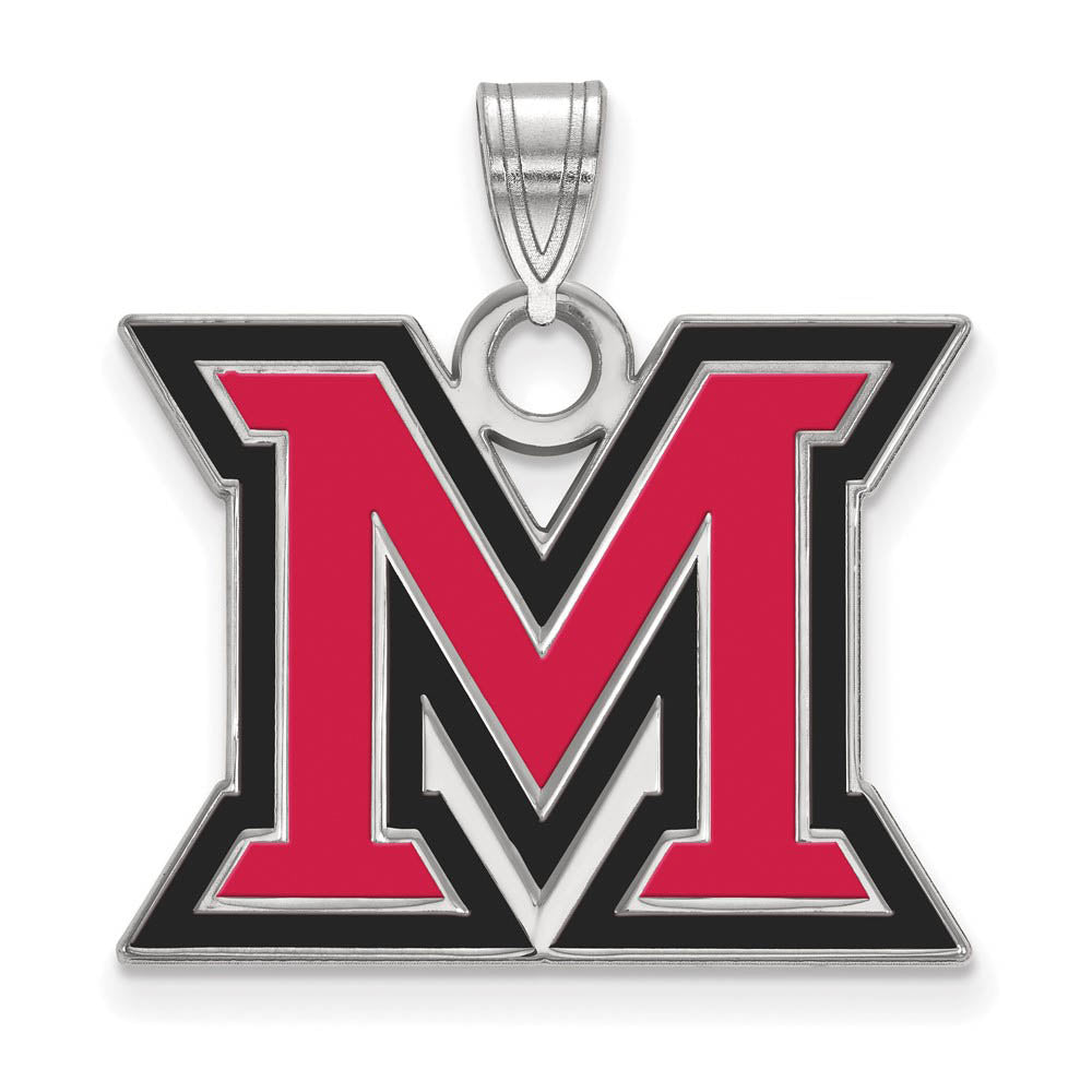 Sterling Silver Miami U Large Enamel Pendant, Item P18097 by The Black Bow Jewelry Co.