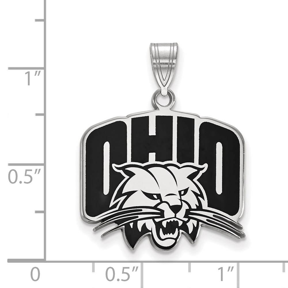 Alternate view of the Sterling Silver Ohio U. Large Enamel Logo Pendant by The Black Bow Jewelry Co.