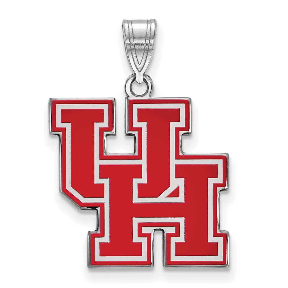 Sterling Silver U. of Houston Large Enamel 'UH' Pendant, Item P18109 by The Black Bow Jewelry Co.