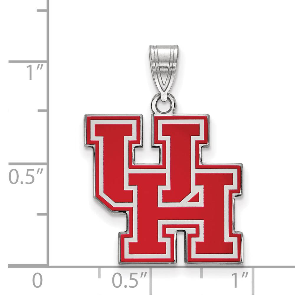 Alternate view of the Sterling Silver U. of Houston Large Enamel 'UH' Pendant by The Black Bow Jewelry Co.