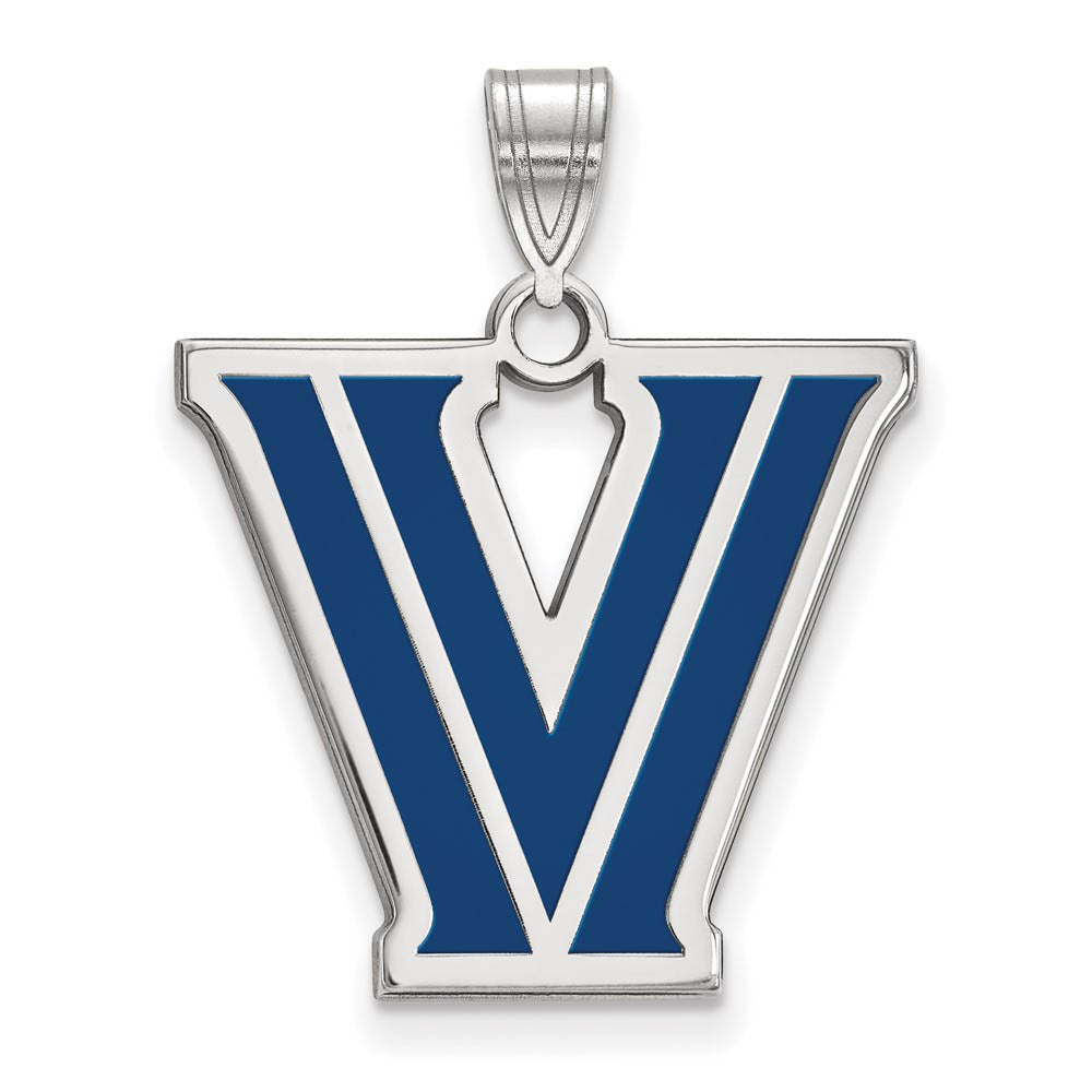 Sterling Silver Villanova U. Large Enamel Logo Pendant, Item P18115 by The Black Bow Jewelry Co.