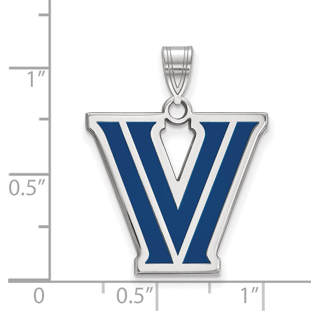 Alternate view of the Sterling Silver Villanova U. Large Enamel Logo Pendant by The Black Bow Jewelry Co.