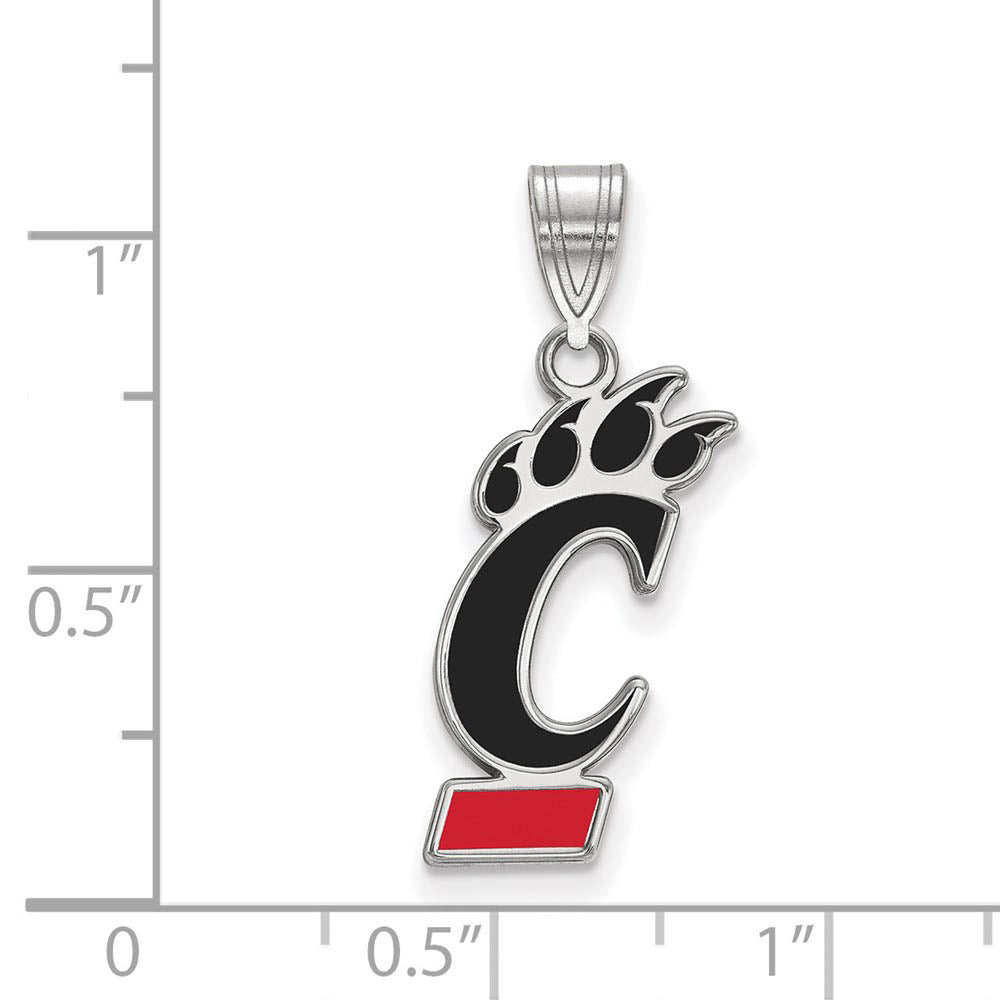Alternate view of the Sterling Silver U. of Cincinnati Large Enamel Pendant by The Black Bow Jewelry Co.