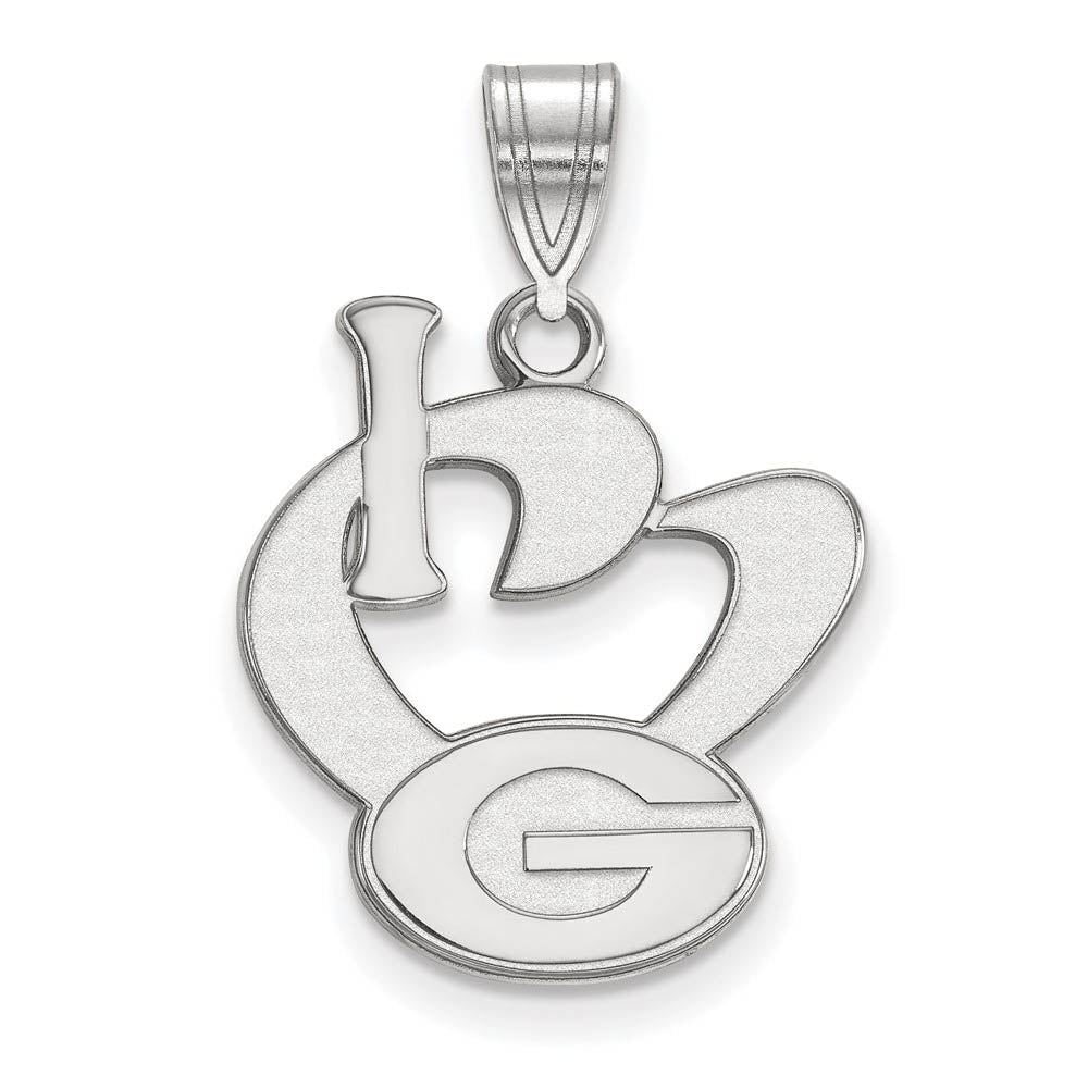 Sterling Silver U. of Georgia Large I Love 'G' Pendant, Item P18144 by The Black Bow Jewelry Co.