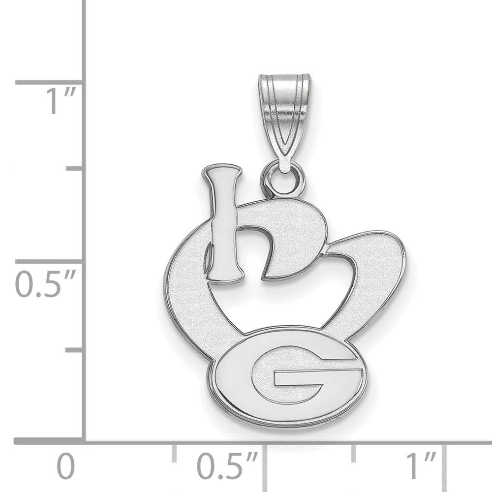 Alternate view of the Sterling Silver U. of Georgia Large I Love 'G' Pendant by The Black Bow Jewelry Co.