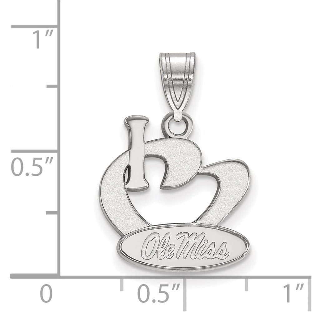 Alternate view of the Sterling Silver U. of Mississippi Large I Love Logo Pendant by The Black Bow Jewelry Co.