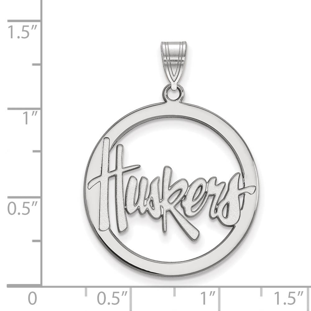 Alternate view of the Sterling Silver U. of Nebraska XL Circle Pendant by The Black Bow Jewelry Co.