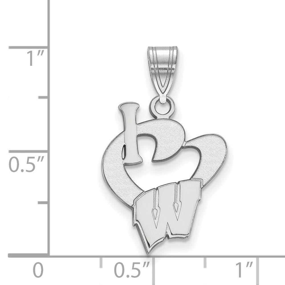 Alternate view of the Sterling Silver U. of Wisconsin Large I Love Logo Pendant by The Black Bow Jewelry Co.