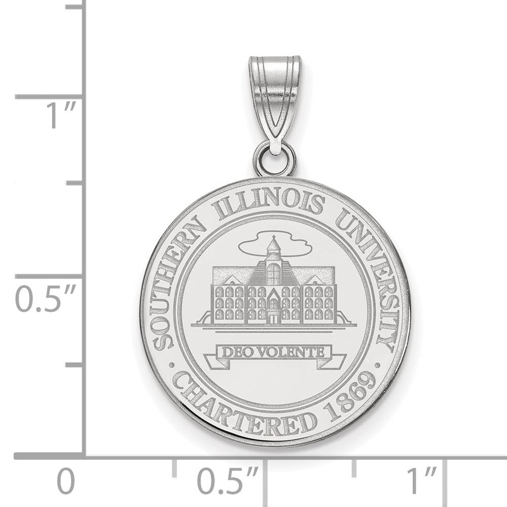 Alternate view of the Sterling Silver Southern Illinois U. Large Crest Pendant by The Black Bow Jewelry Co.