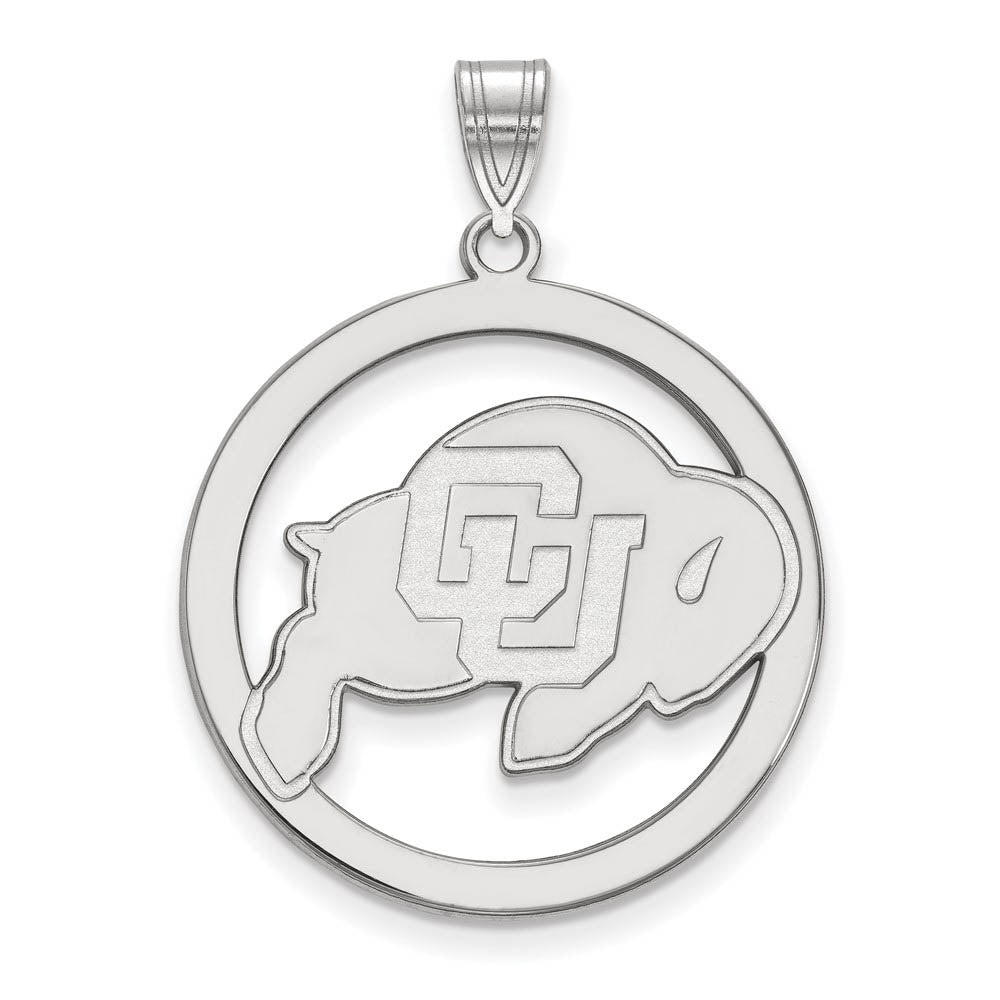 Sterling Silver U. of Colorado XL Circle Pendant, Item P18169 by The Black Bow Jewelry Co.
