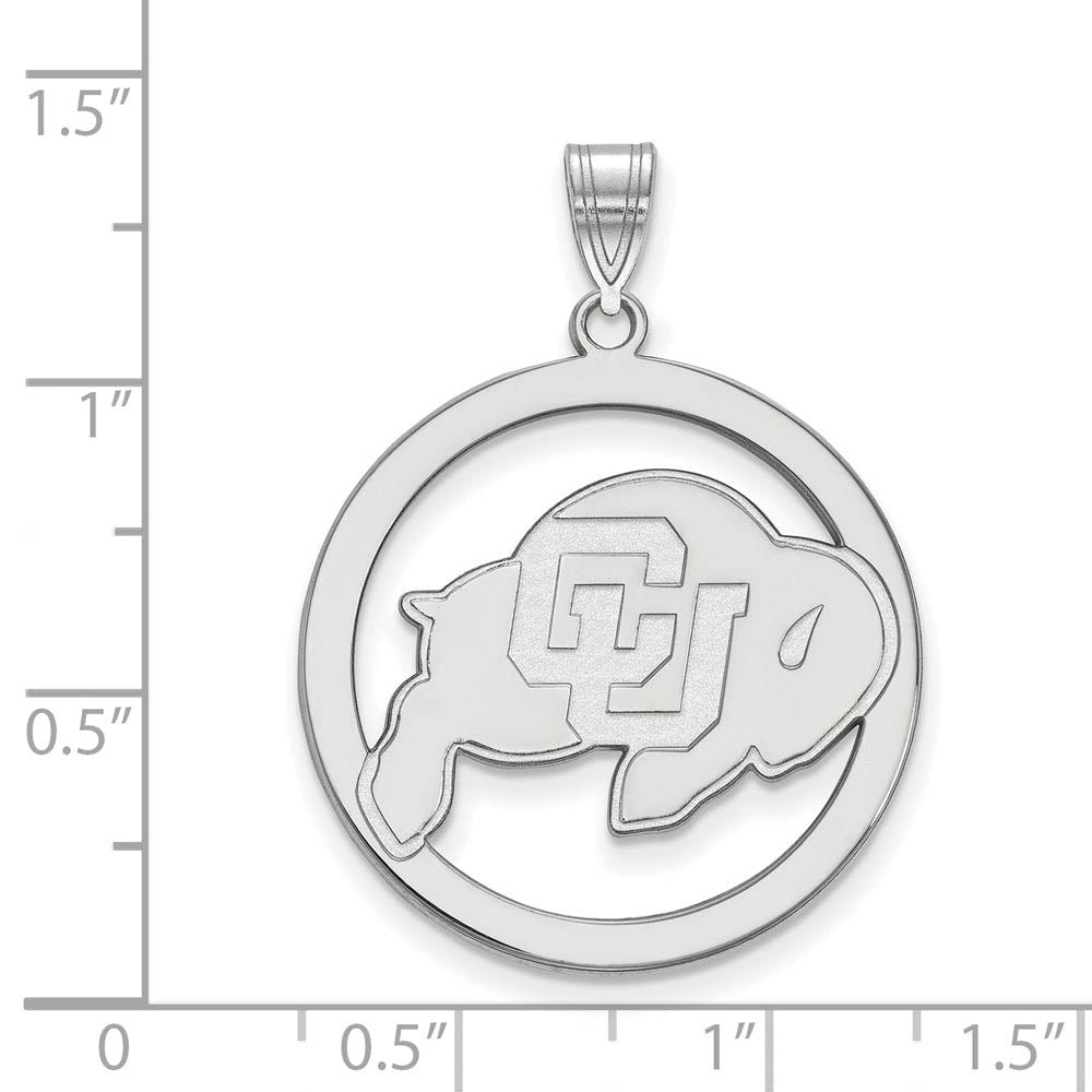 Alternate view of the Sterling Silver U. of Colorado XL Circle Pendant by The Black Bow Jewelry Co.