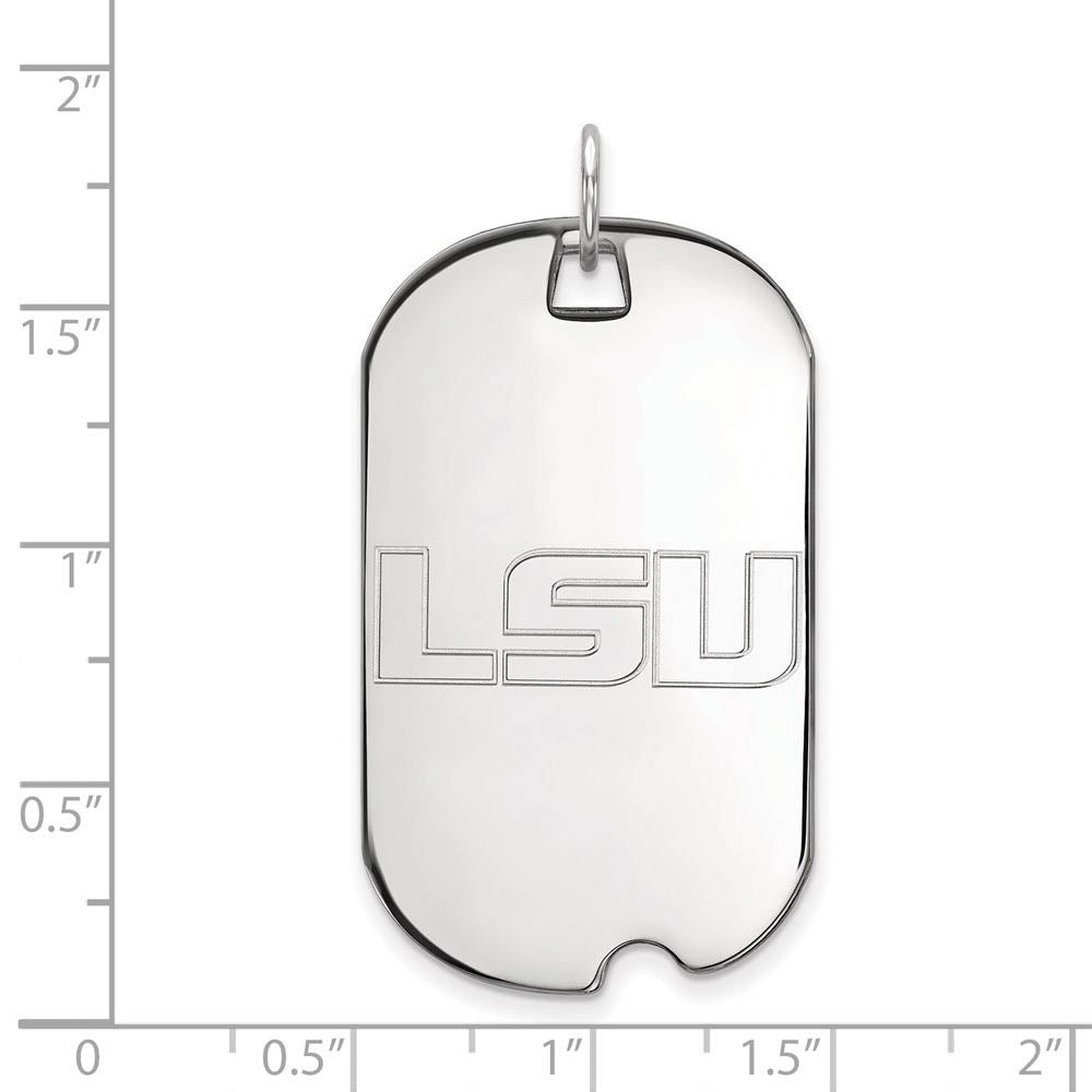 Alternate view of the Sterling Silver Louisiana State Large Dog Tag Pendant by The Black Bow Jewelry Co.