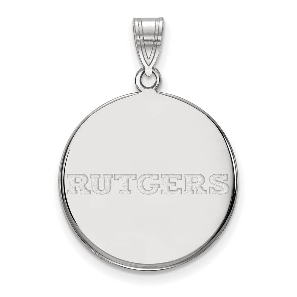 Sterling Silver Rutgers Large Script Disc Pendant, Item P18186 by The Black Bow Jewelry Co.