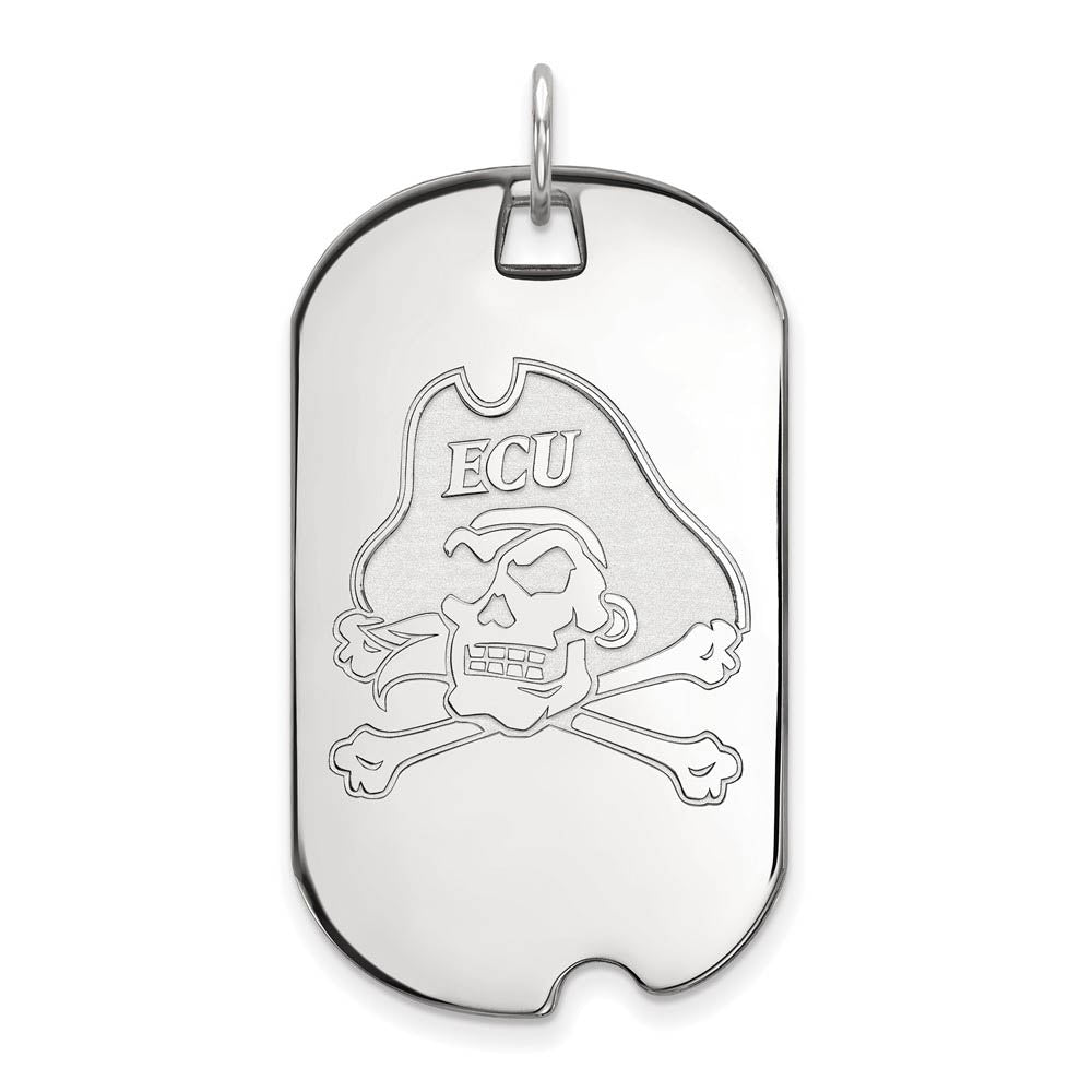 Sterling Silver East Carolina U Large Dog Tag Pendant, Item P18191 by The Black Bow Jewelry Co.