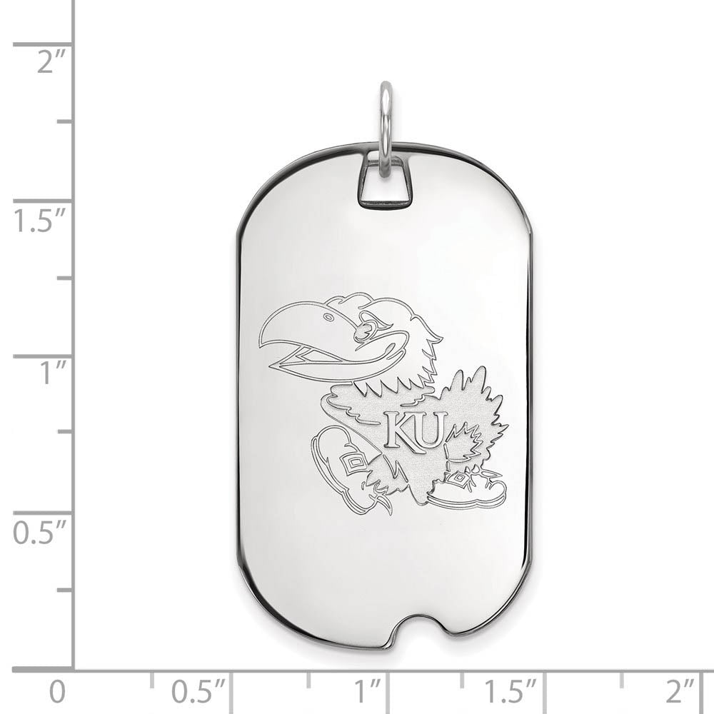 Alternate view of the Sterling Silver U. of Kansas Large Dog Tag Pendant by The Black Bow Jewelry Co.