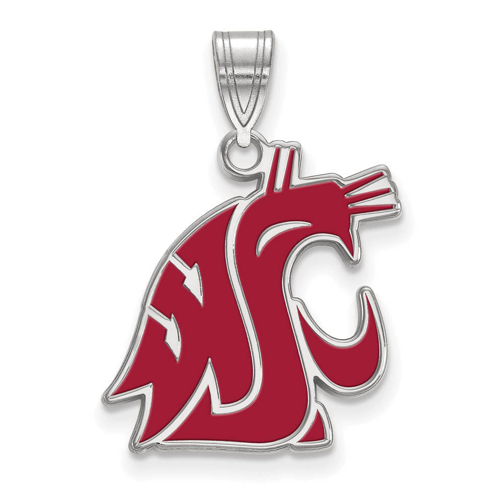 Sterling Silver Washington State Large Enamel Mascot Pendant, Item P18198 by The Black Bow Jewelry Co.