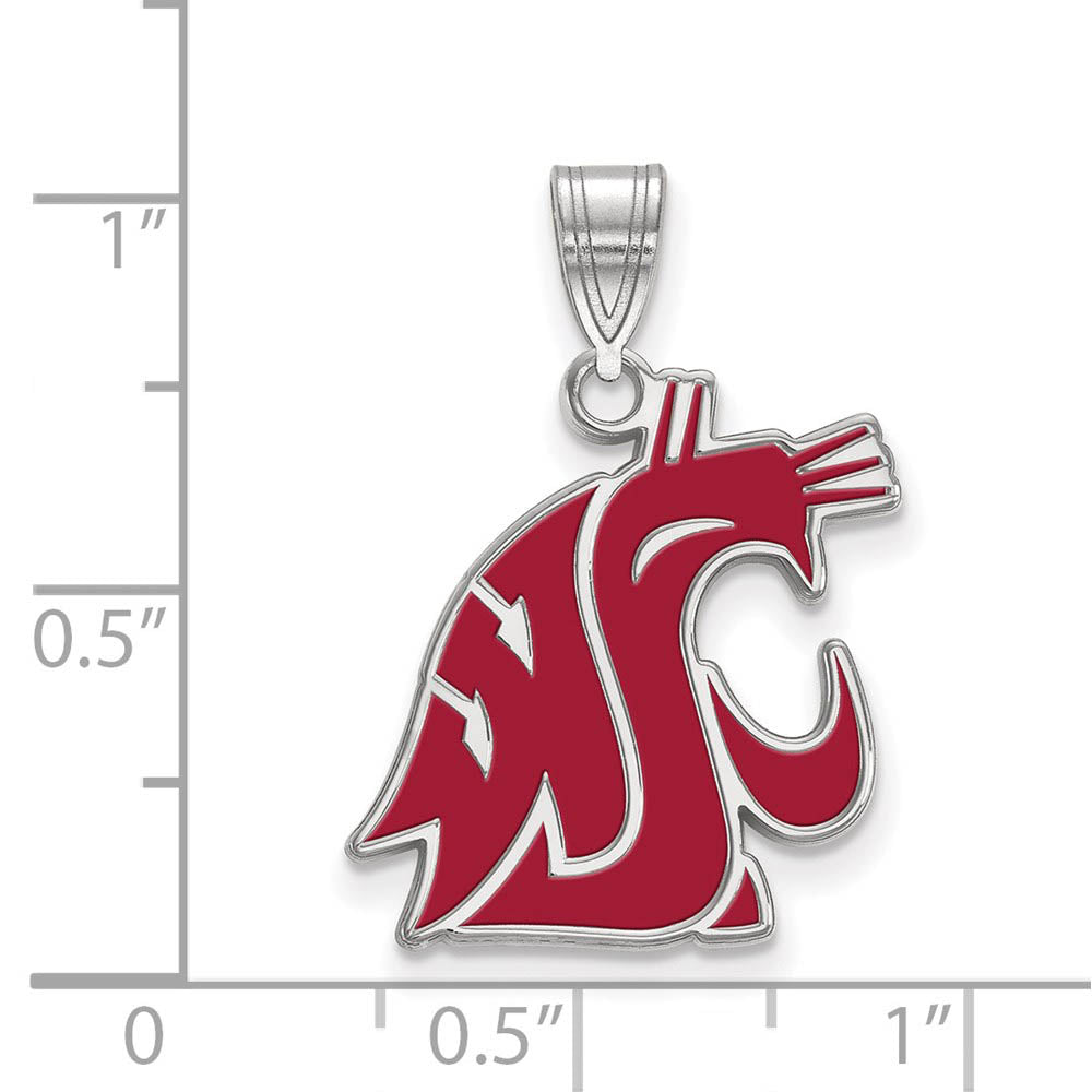 Alternate view of the Sterling Silver Washington State Large Enamel Mascot Pendant by The Black Bow Jewelry Co.