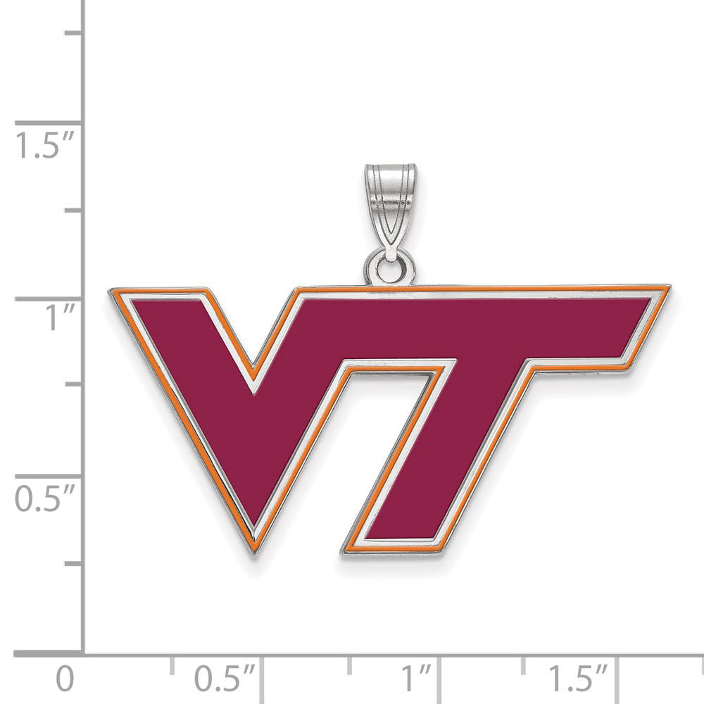 Alternate view of the Sterling Silver Virginia Tech Large Enamel Logo Pendant by The Black Bow Jewelry Co.
