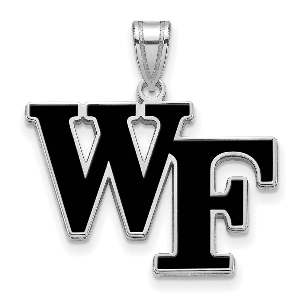 Sterling Silver Wake Forest U. Large 'WF' Enamel Pendant, Item P18212 by The Black Bow Jewelry Co.