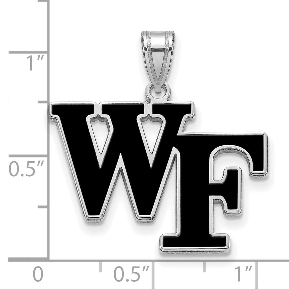 Alternate view of the Sterling Silver Wake Forest U. Large 'WF' Enamel Pendant by The Black Bow Jewelry Co.