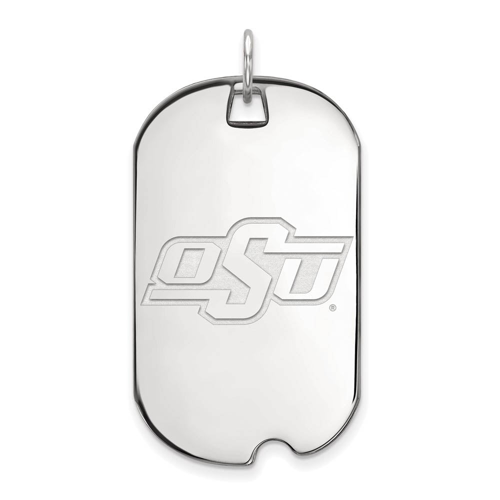 Sterling Silver Oklahoma State Large Dog Tag Pendant, Item P18216 by The Black Bow Jewelry Co.