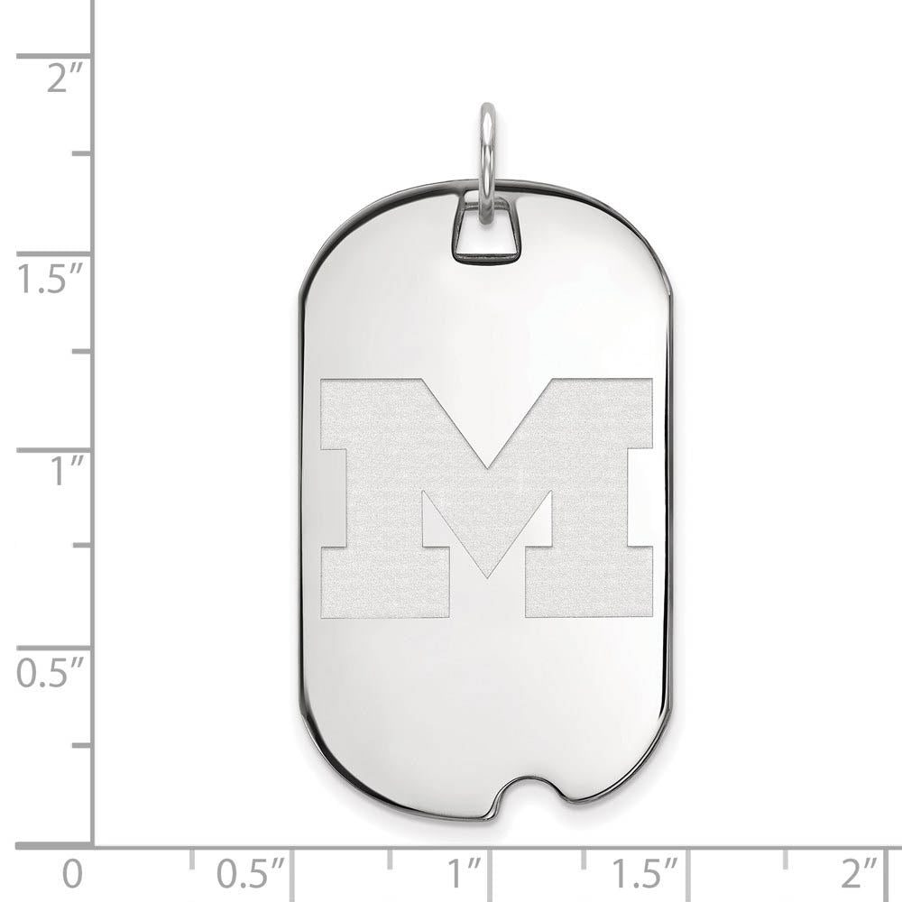 Alternate view of the Sterling Silver U. of Michigan Large Initial M Dog Tag Pendant by The Black Bow Jewelry Co.