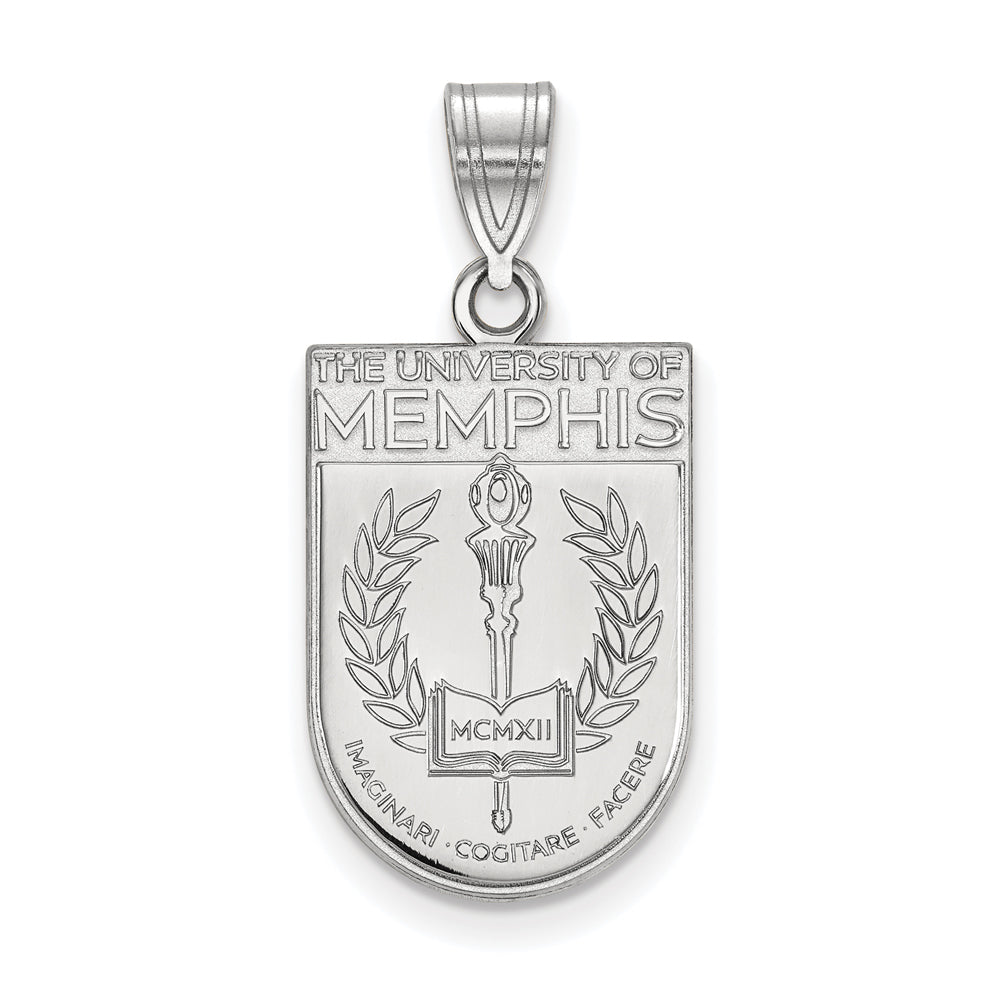 Sterling Silver U. of Memphis Large Crest Shield Pendant, Item P18224 by The Black Bow Jewelry Co.
