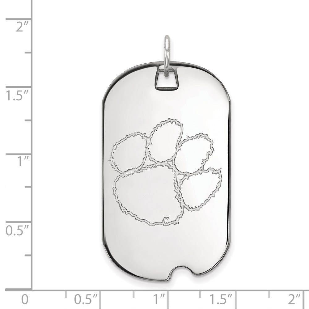 Alternate view of the Sterling Silver Clemson U Large Dog Tag Pendant by The Black Bow Jewelry Co.