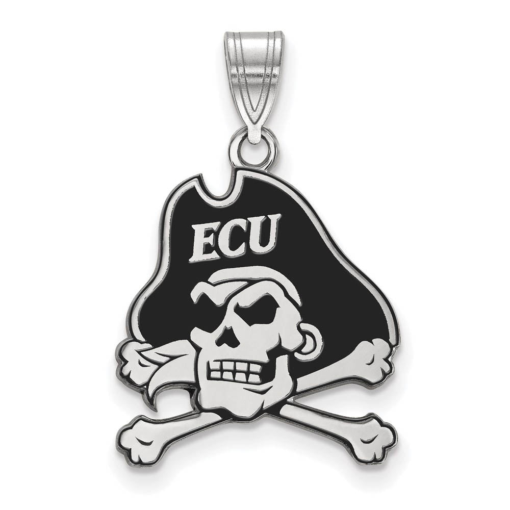 Sterling Silver East Carolina U Large Enamel Pendant, Item P18228 by The Black Bow Jewelry Co.