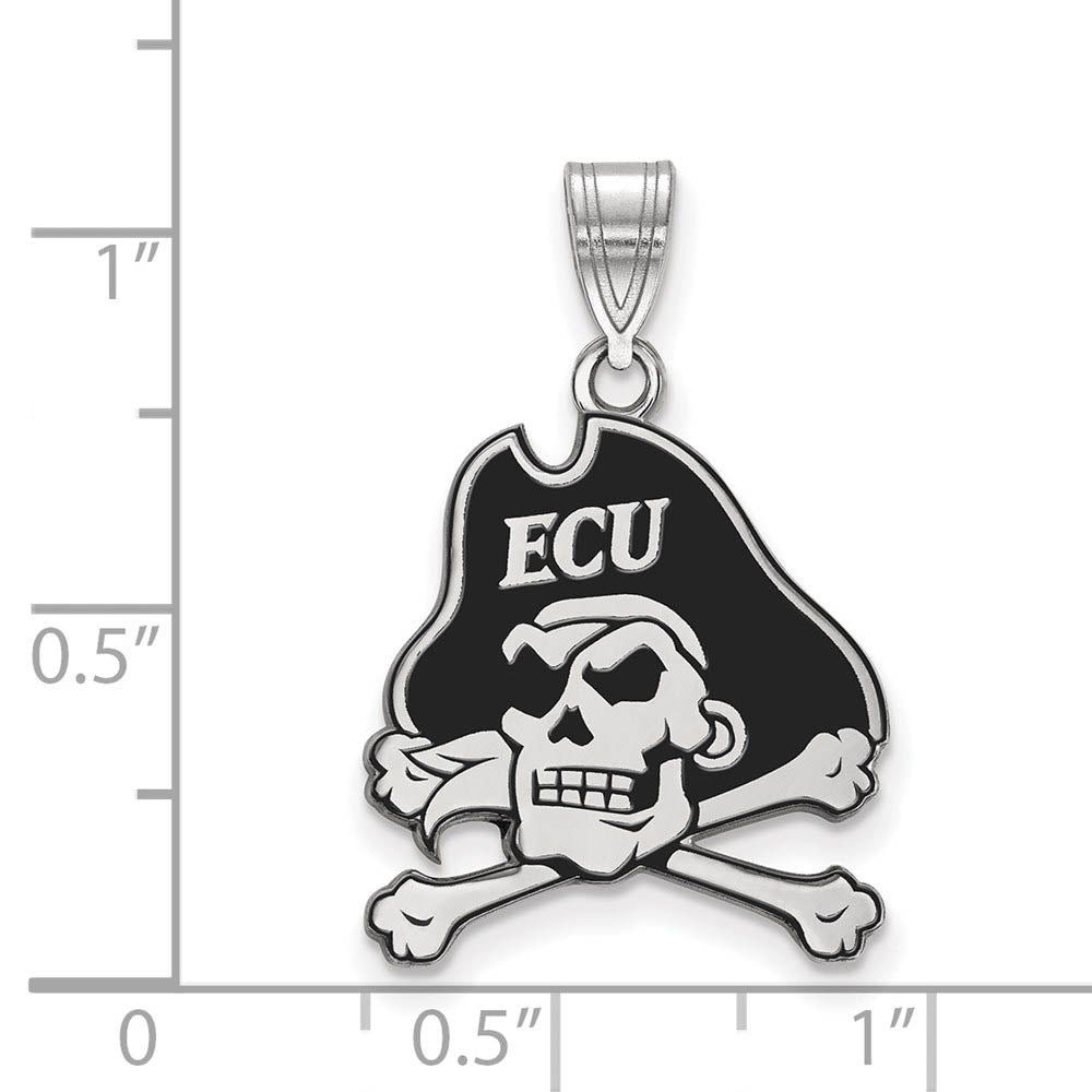 Alternate view of the Sterling Silver East Carolina U Large Enamel Pendant by The Black Bow Jewelry Co.