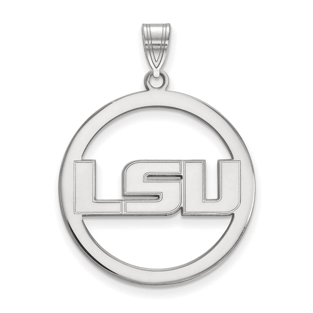 Sterling Silver Louisiana State XL Circle Pendant, Item P18233 by The Black Bow Jewelry Co.