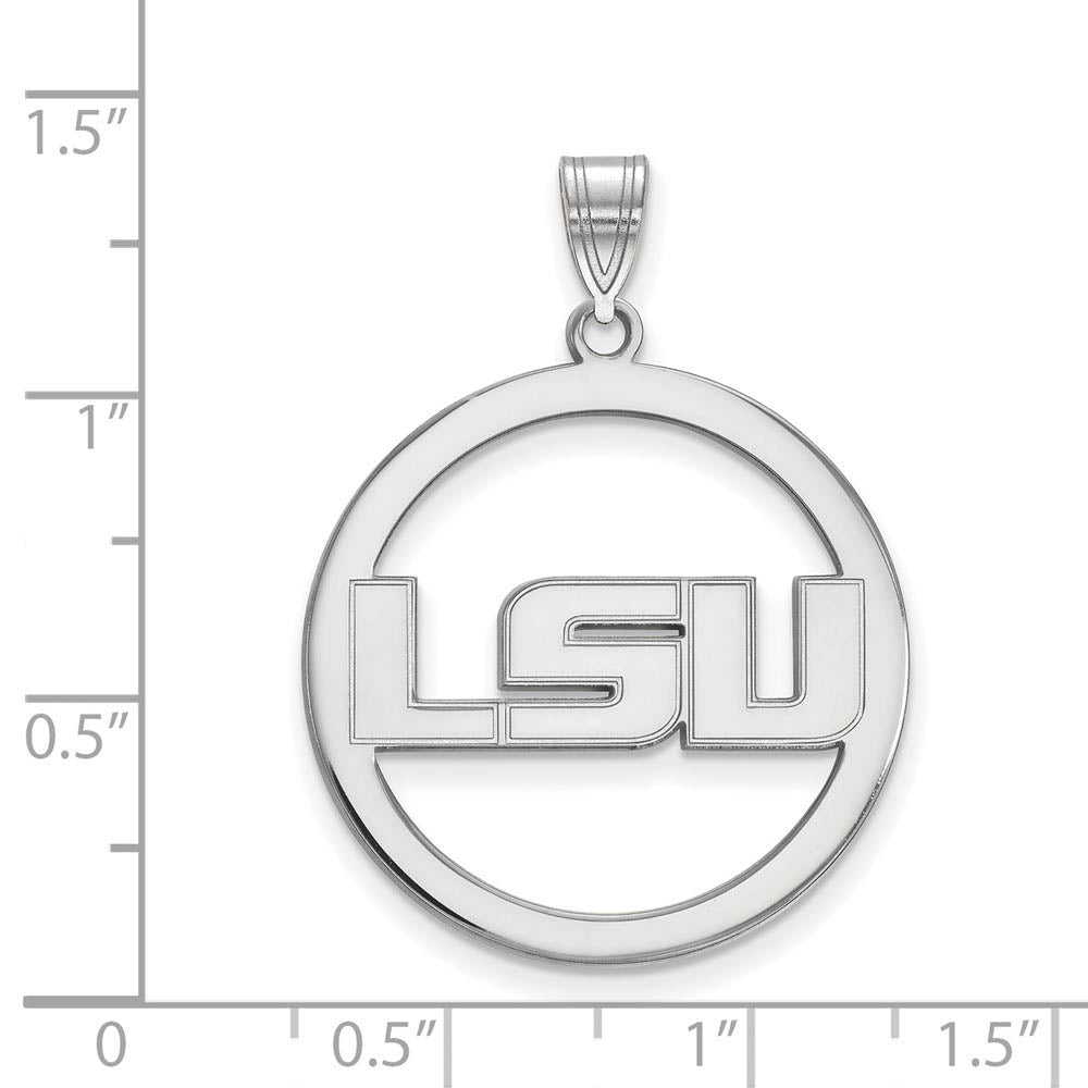 Alternate view of the Sterling Silver Louisiana State XL Circle Pendant by The Black Bow Jewelry Co.