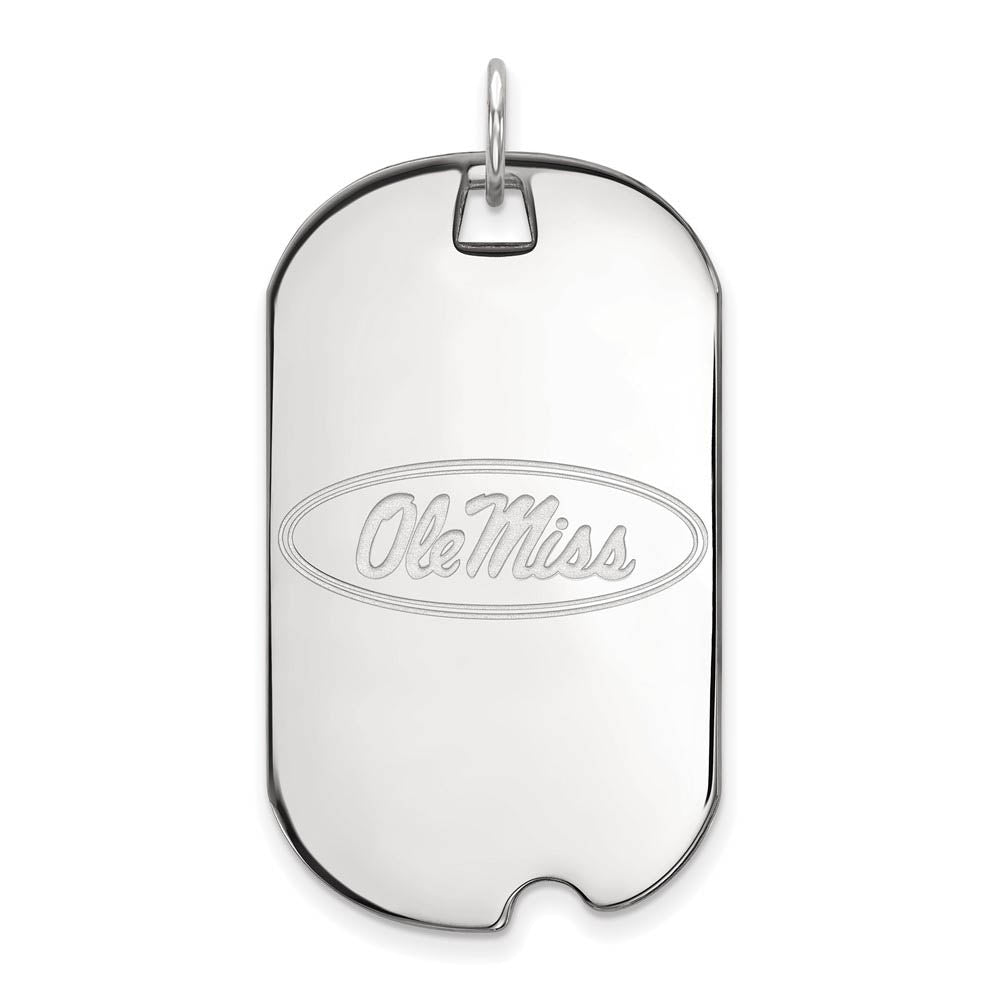 Sterling Silver U. of Mississippi Large Dog Tag Pendant, Item P18251 by The Black Bow Jewelry Co.