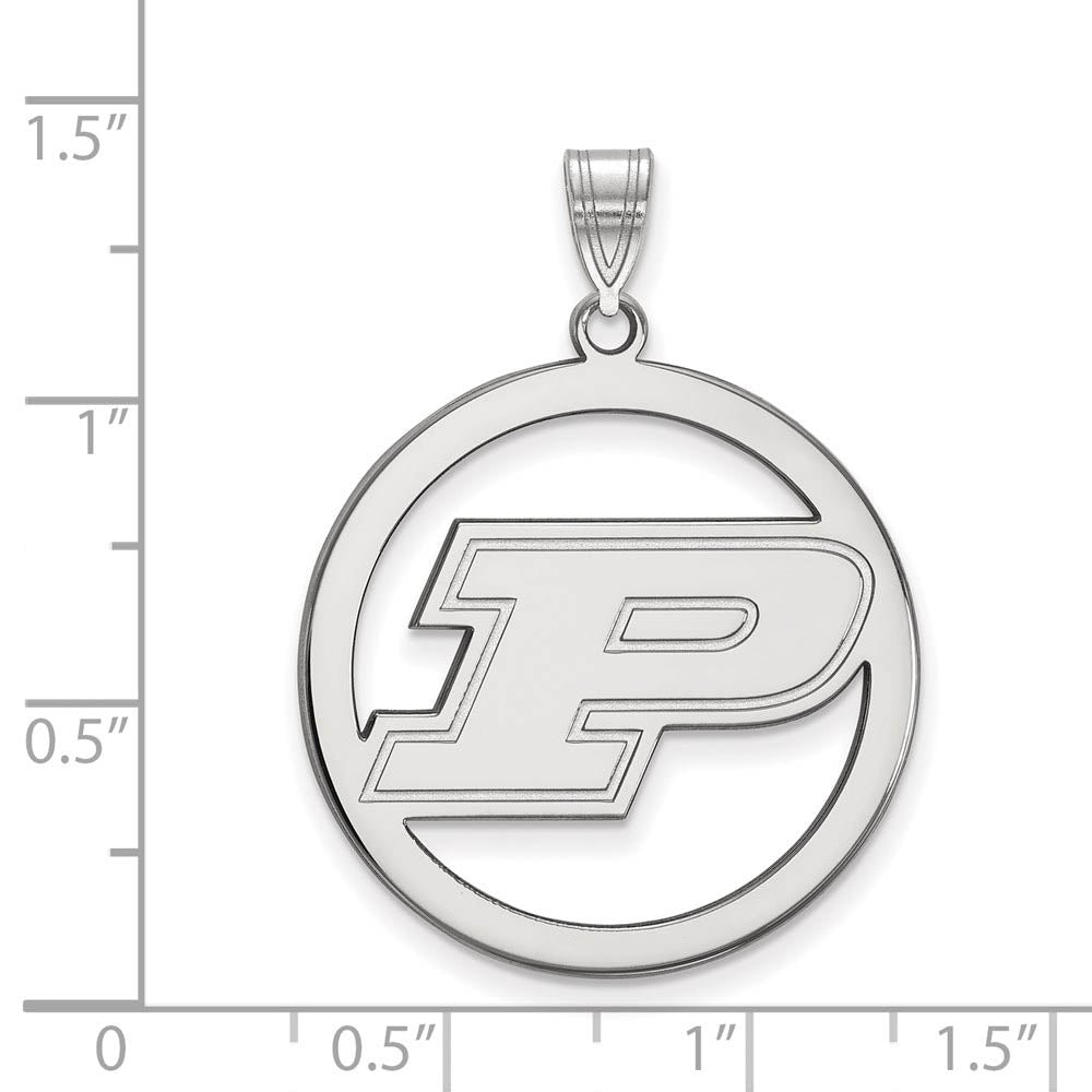 Alternate view of the Sterling Silver Purdue XL Initial P Circle Pendant by The Black Bow Jewelry Co.