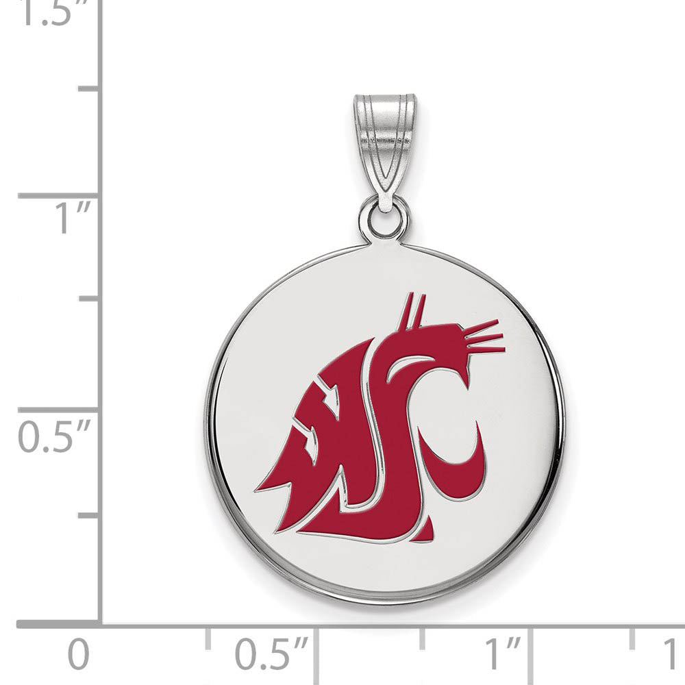 Alternate view of the Sterling Silver Washington State Large Enamel Mascot Disc Pendant by The Black Bow Jewelry Co.