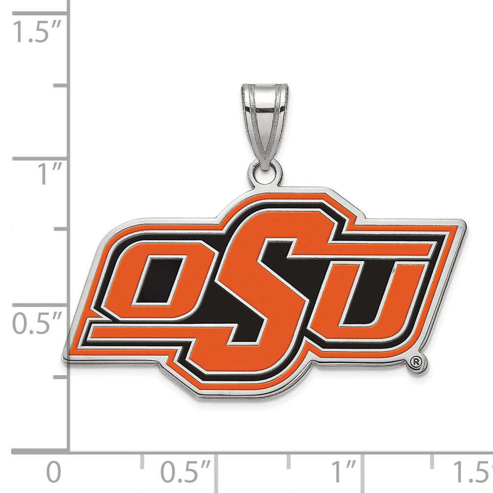 Alternate view of the Sterling Silver Oklahoma State Large Enamel Pendant by The Black Bow Jewelry Co.
