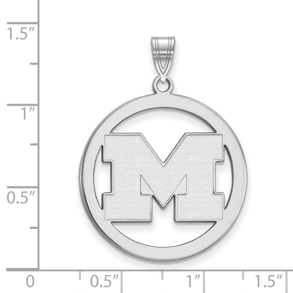 Alternate view of the Sterling Silver U. of Michigan XL Initial M Circle Pendant by The Black Bow Jewelry Co.