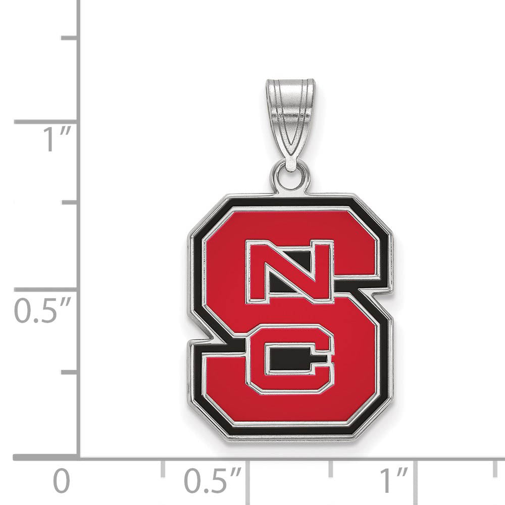 Alternate view of the Sterling Silver North Carolina State Large Enamel 'NCS' Pendant by The Black Bow Jewelry Co.